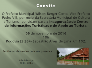 Convite Centro de Apoio ao Turista